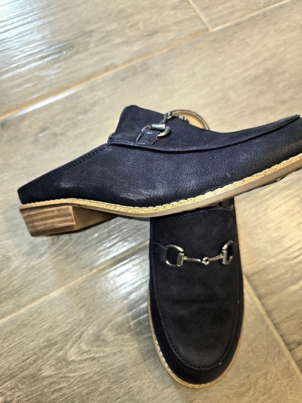 Soft Horsebit Mules in Navy blue, New
US 7.5